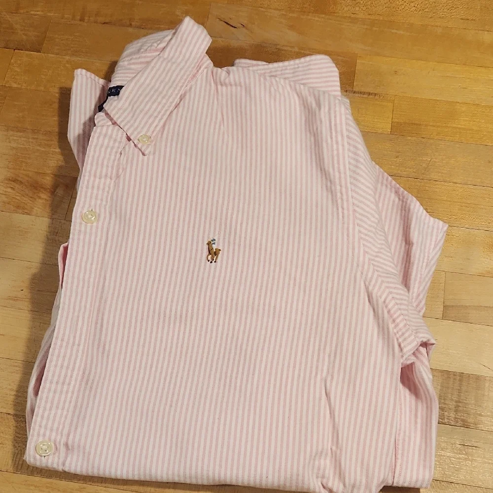 Ralph Lauren Light Pink Striped Button Down Shirt Women's Slim  Fit - Picture 3 of 3